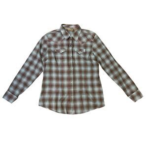 Wrangler Women’s Western Plaid Long Sleeve Pearl Snap Shirt Size L